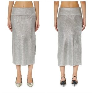 Diesel Silver Wool Knit M-Adhuette Skirt Size M